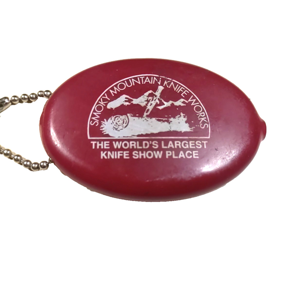 Smokey Mountain Knife Works Vintage Keychain Change Purse Burgundy